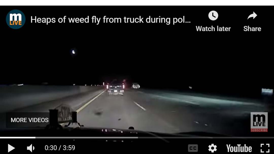 Stolen weed flies from a stolen truck during police chase after cannabis store burglary